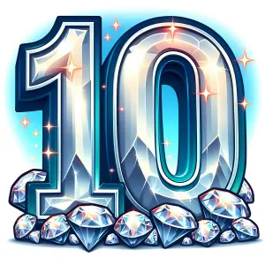 Sparkling Diamond Number 10 with Shiny Gems
