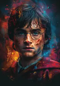 Artistic Portrait of a Young Man with Round Glasses and Intense Expression