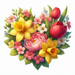 Vivid Spring Flower Bouquet with Daffodils and Tulips