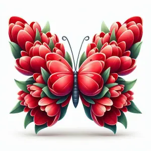 Red Floral Butterfly Illustration