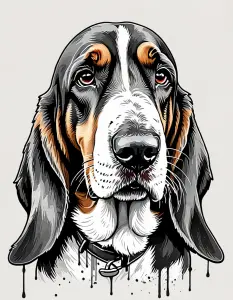 Illustrated Portrait of a Basset Hound Dog