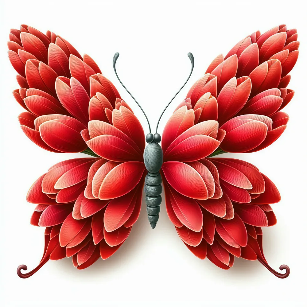 Butterfly with Red Petal Wings