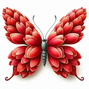 Butterfly with Red Petal Wings