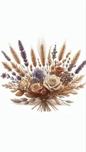 Elegant Dried Floral and Wheat Bouquet Illustration