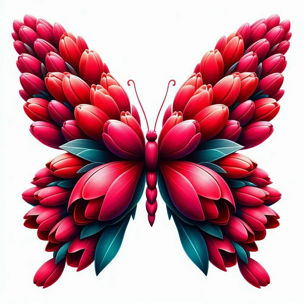 Butterfly Shaped Arrangement of Red Tulip Flowers