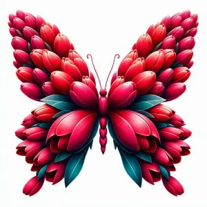 Butterfly Shaped Arrangement of Red Tulip Flowers