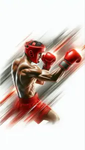 Boxer in Red Gear Throwing a Powerful Punch