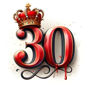 Red and Black Number 30 with Royal Crown