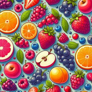 Colorful Illustration of Various Fresh Fruits and Berries