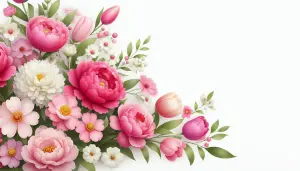 Pink and White Peonies and Blossoms Floral Arrangement