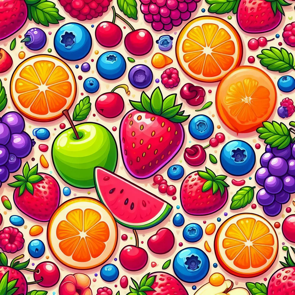 Colorful Assortment of Various Fresh Fruits Illustration