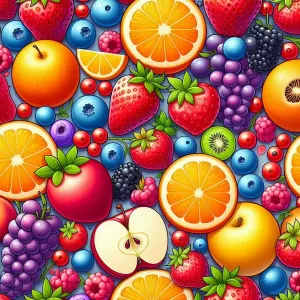 Colorful Assortment of Fresh Fruits Illustration