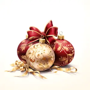 Elegant Red and Gold Christmas Ornaments with Ribbon