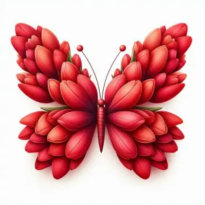 Red Butterfly Made from Layered Petals