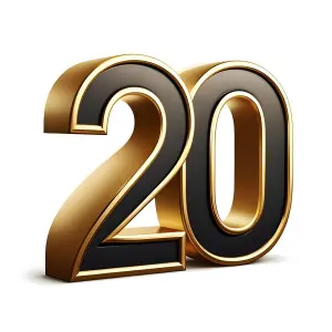 3D Metallic Gold and Black Number 20