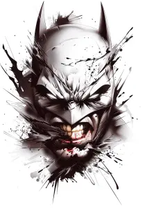 Abstract Intense Close-Up of Batman with Splattered Ink Effect