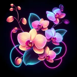 Neon Glow Orchids with Vibrant Leaves