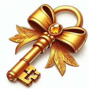 Ornate Golden Skeleton Key with Decorative Bow and Leaves