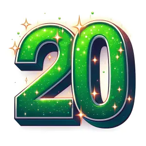 Sparkling Green 3D Number 20 Illustration