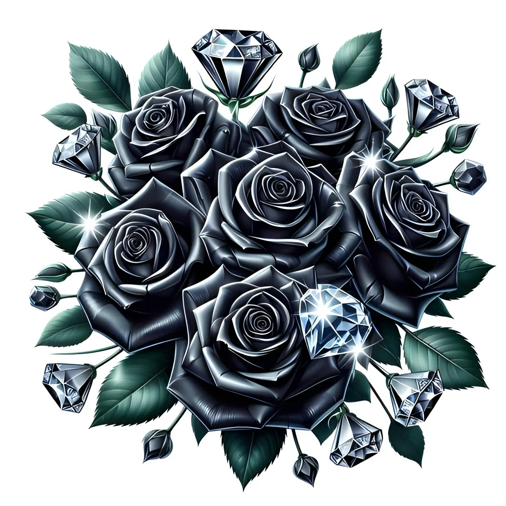 Black Roses Bouquet with Shining Diamonds