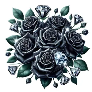 Black Roses Bouquet with Shining Diamonds