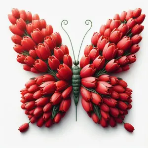 Butterfly Shape Made of Red Tulip Flowers