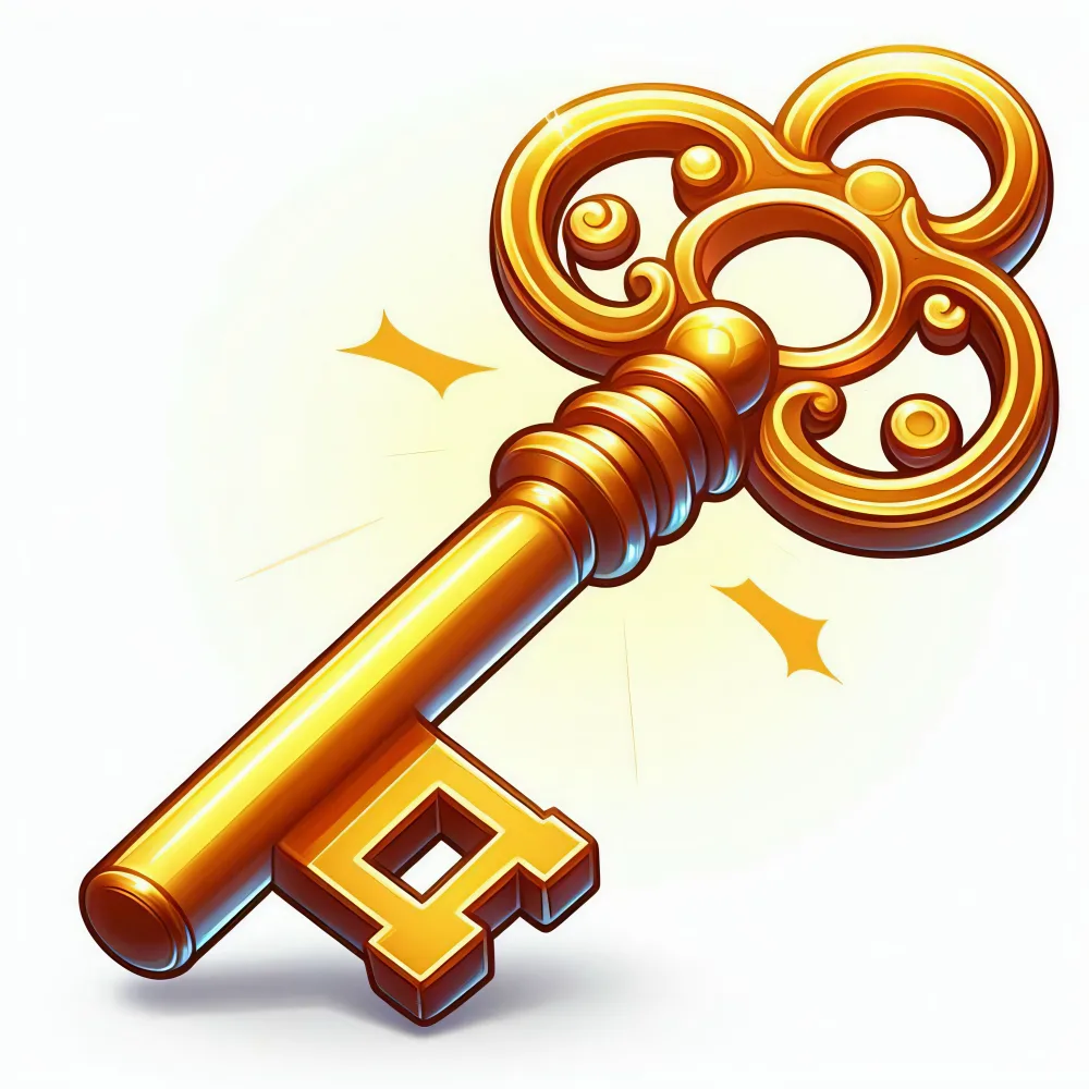 Shiny Golden Vintage Skeleton Key Illustration