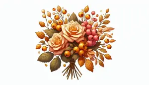 Illustration of Autumn Bouquet with Roses and Berries