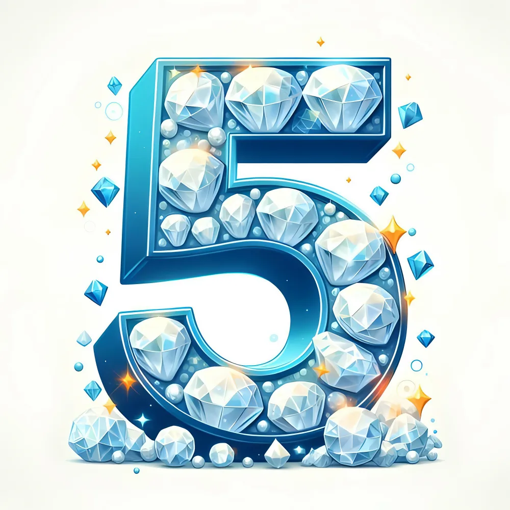 Blue Number 5 with Sparkling Diamonds and Gems