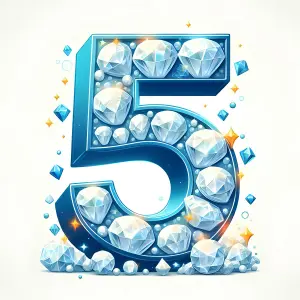 Blue Number 5 with Sparkling Diamonds and Gems