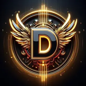 Golden Winged Letter D Emblem with Futuristic Light Effects