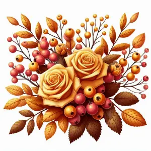 Autumn Bouquet with Yellow Roses and Berries