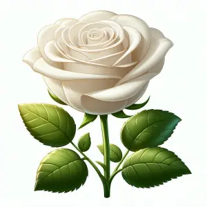 White Rose with Green Leaves