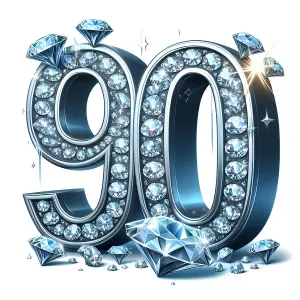 Shiny Number 90 Decorated with Diamonds