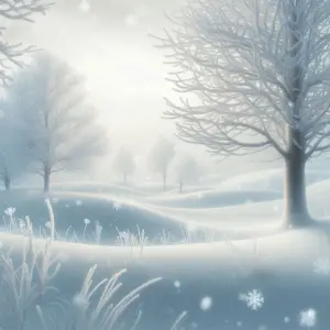 Snowy Winter Landscape with Frosted Trees