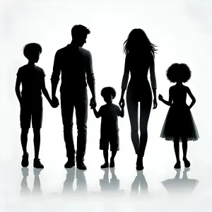 Silhouettes of a Family Holding Hands