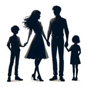 Silhouette of a Family Holding Hands