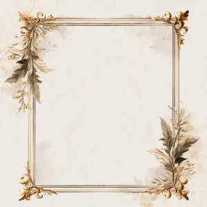 Vintage Floral Gold Leaf Frame with Beige Background