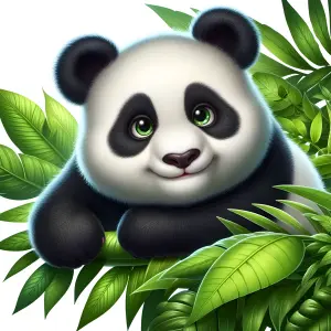 Cute Baby Panda Peeking Through Green Leaves