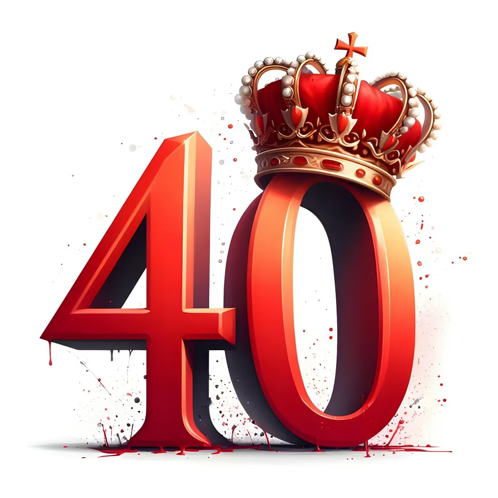 Red Number 40 with Royal Crown Illustration
