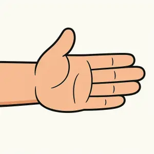 Cartoon Illustration of a Right Human Hand Palm Facing Up