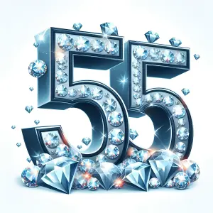 Stylized Number 55 with Sparkling Diamonds
