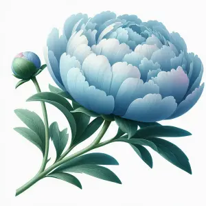 Close-up of a Blue Peony Flower with Bud