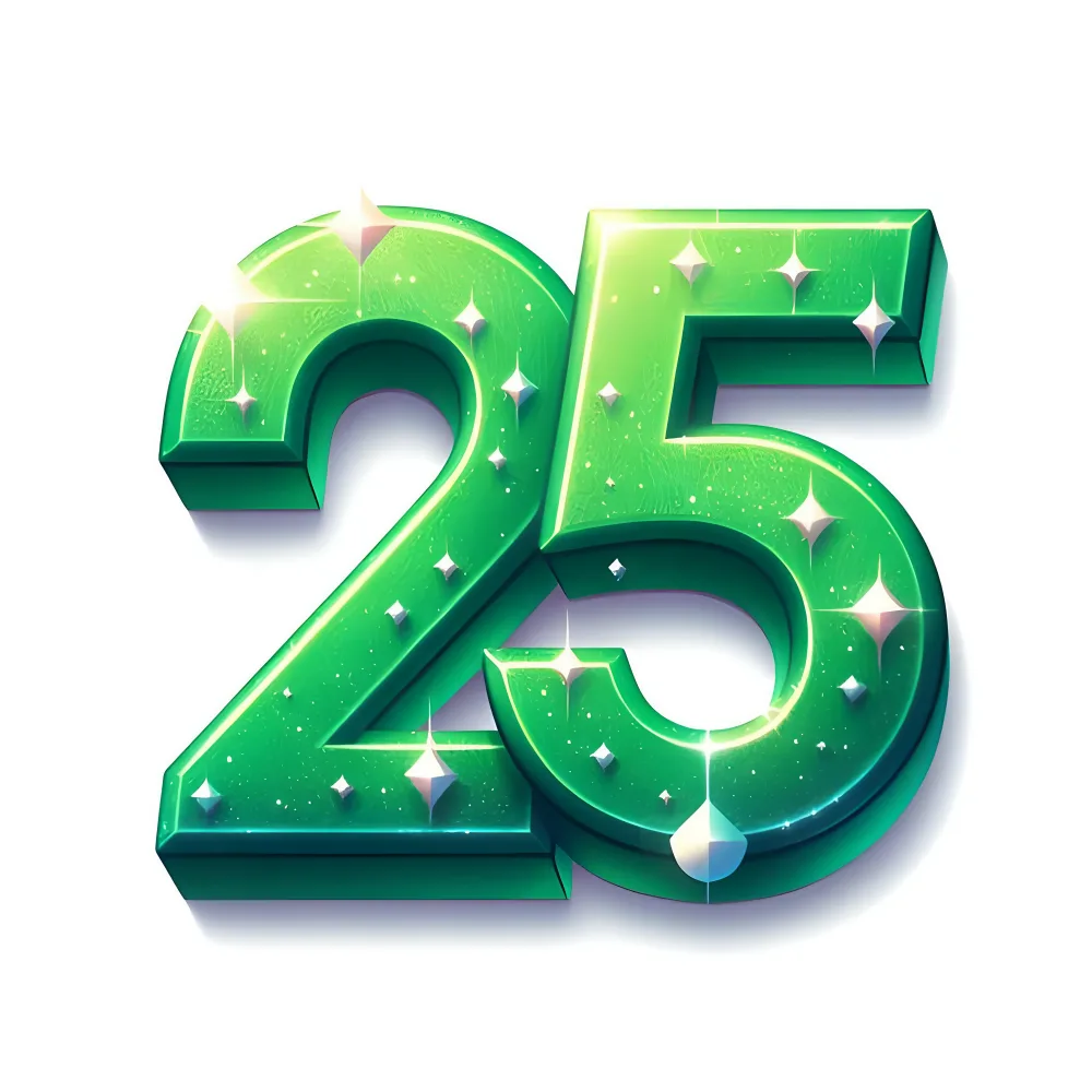 Green Sparkling Number 25 Illustration