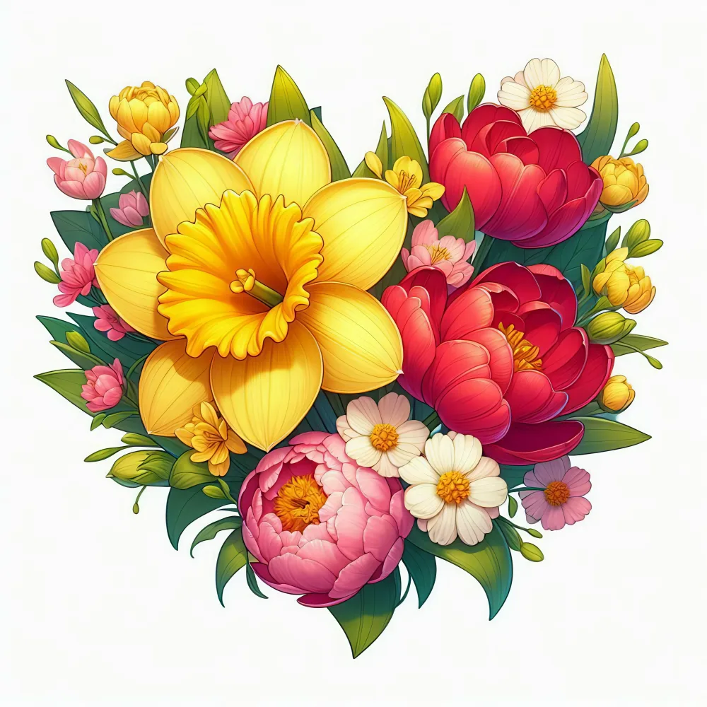 Bright Spring Flower Bouquet Illustration