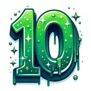 Green Glittery Number 10 with Dripping Effect