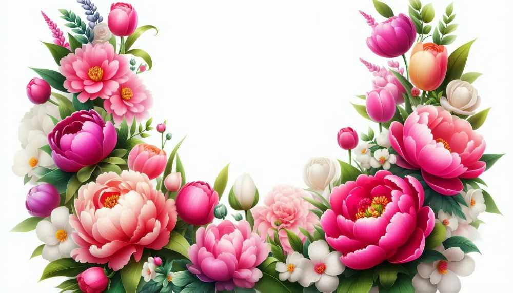 Colorful Floral Wreath with Peonies and Tulips