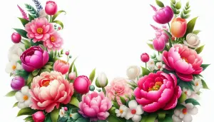 Colorful Floral Wreath with Peonies and Tulips