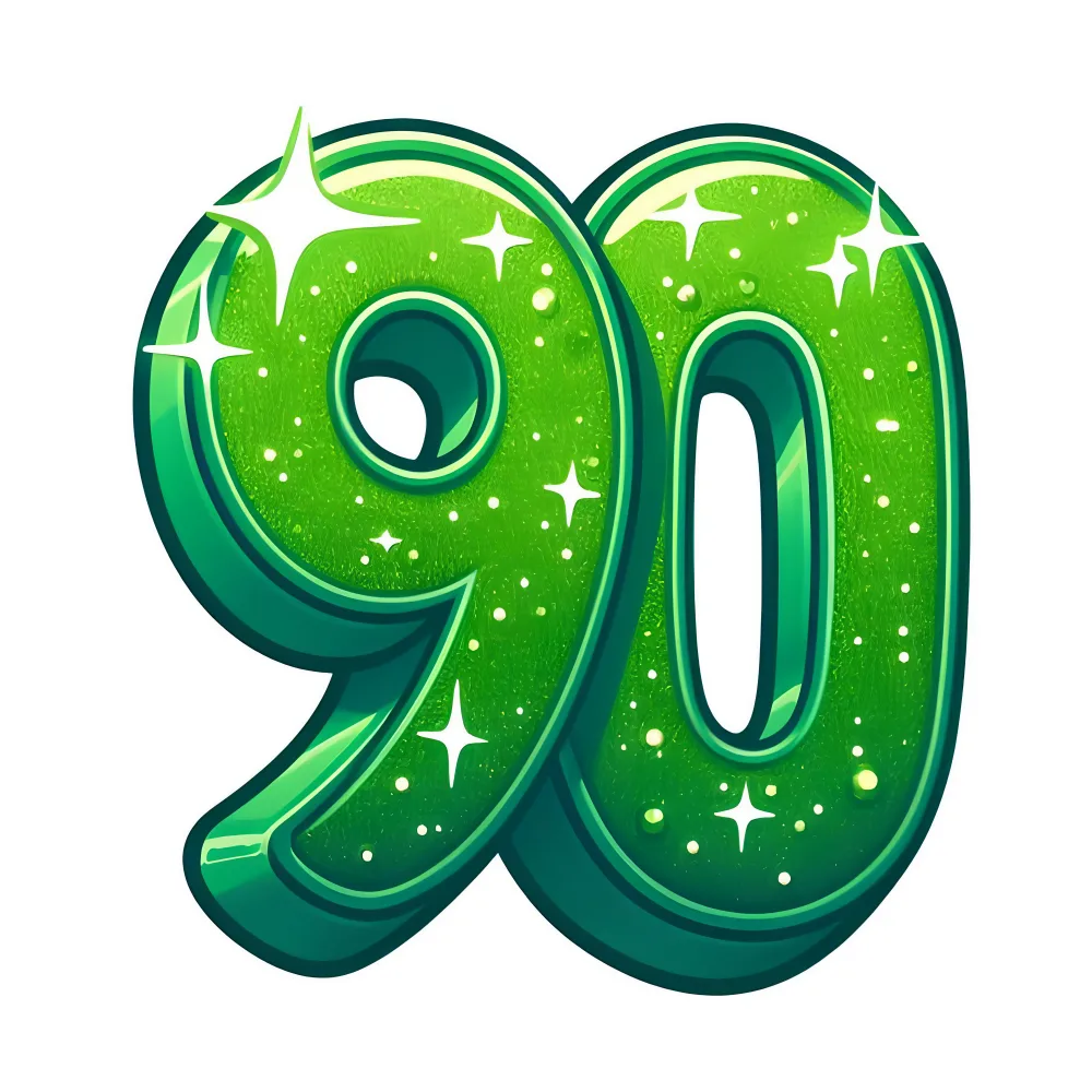 Shiny Green Number 90 3D Illustration