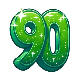 Shiny Green Number 90 3D Illustration